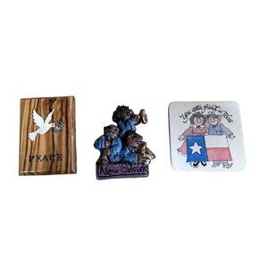Vtg Refrigerator Magnets 3 Assorted Magnets Peace New Orleans & Friend in Texas